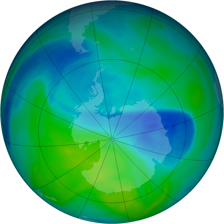 Antarctic ozone map for 08 December 2006